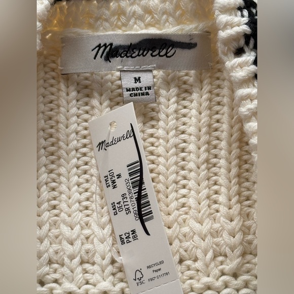 Madewell Tipped Stitch Femme Ellis Cream/Black Striped Knit Vest M NWT - Picture 5 of 7